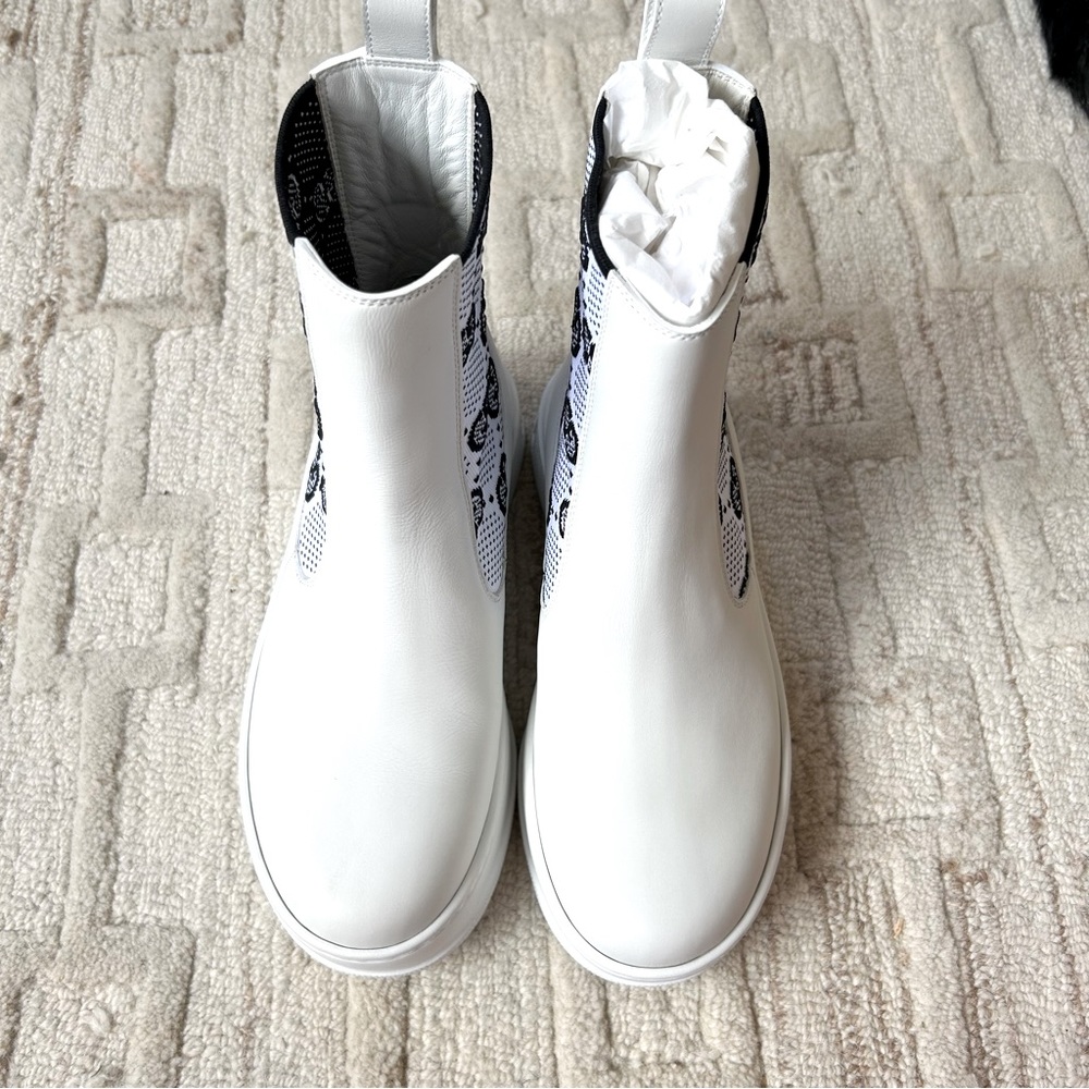 NIB Authentic Dali Soft Leather Technical Jersey Knit GG Monogram Booties 36.5 - Picture 2 of 8